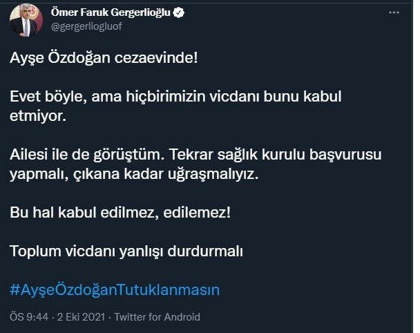 Kanser hastası Ayşe Özdoğan cezaevine götürüldü - Resim : 1