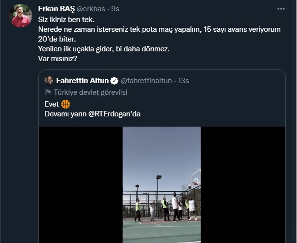 Erkan Baş, Erdoğan ve Fahrettin Altun'u maça davet etti! - Resim : 1