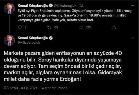 Kılıçdaroğlu’ndan enflasyon çıkışı: Giderayak milleti daha fazla yorma Erdoğan! - Resim : 1