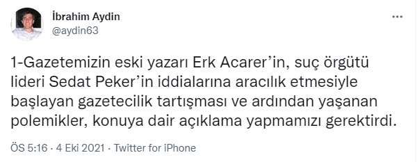 Gazete ile ilişiği kesilmişti: BirGün'den Erk Acarer açıklaması - Resim : 1