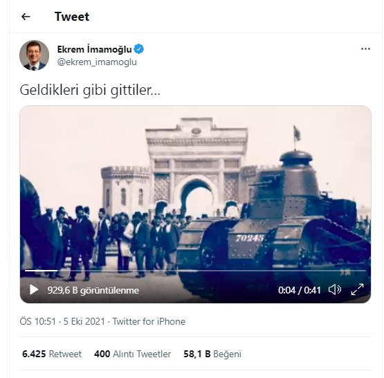 İstanbul'un Kurtuluşu'nda İmamoğlu'ndan Atatürk'e gönderme: 'Geldikleri gibi gittiler' - Resim : 1