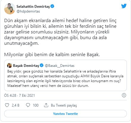 Selahattin Demirtaş: Ailemin tek bir ferdinin saç teline zarar gelirse sorumlusu sizsiniz - Resim : 1