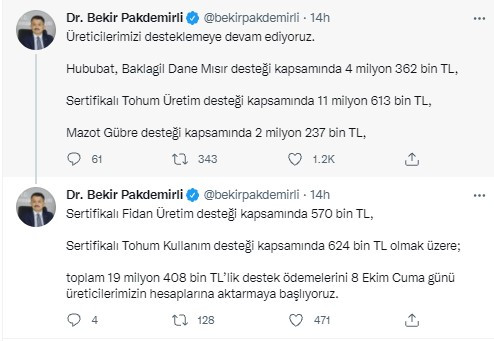 Üreticilere destek ödemesi başlıyor - Resim : 1