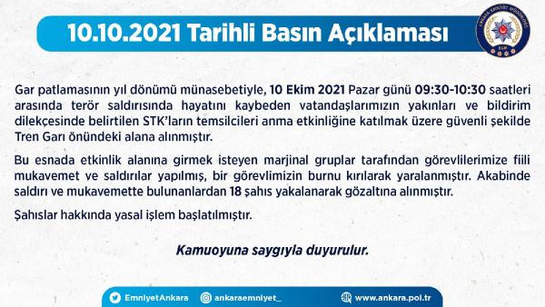 Ankara Emniyeti, katliamda yaşamını kaybedenleri anmak isteyenleri 'marjinal' ilan etti - Resim : 2