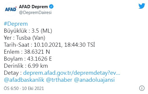 Van'da 3.5 büyüklüğünde deprem - Resim : 1