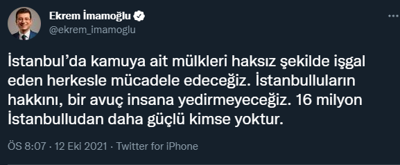 Ekrem İmamoğlu'ndan TÜGVA'ya gönderme: İstanbulluların hakkını, bir avuç insana yedirmeyeceğiz - Resim : 1