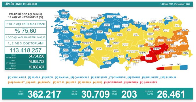 Türkiye'de koronavirüsten 203 kişi daha hayatını kaybetti! 30 bin 709 yeni vaka var - Resim : 1