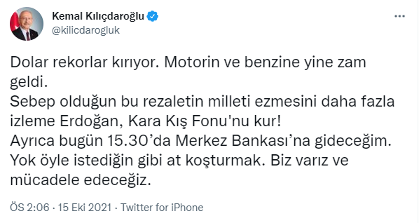 Kılıçdaroğlu'ndan sürpriz hamle: Bugün Merkez Bankası'na gideceğim... - Resim : 1