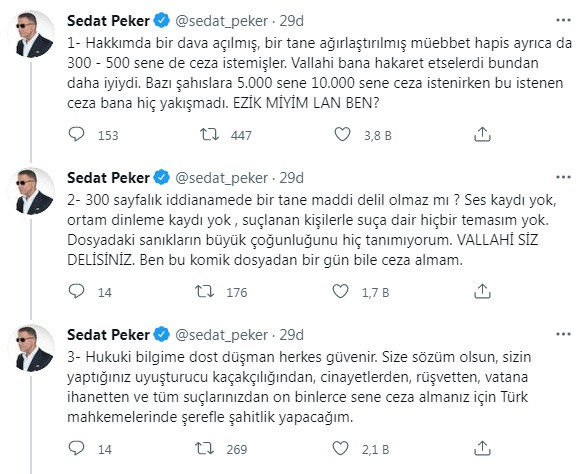 Sedat Peker'den hakkında istenen hapis cezalarına ilk yorum: Ezik miyim lan ben? - Resim : 2