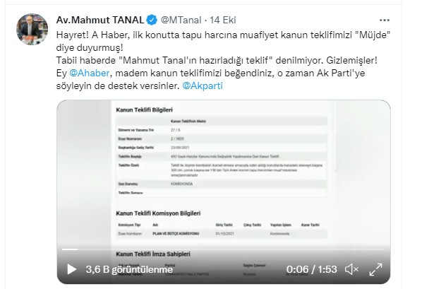 A Haber bu kez şaşırttı! CHP'li Mahmut Tanal'ın kanun teklifini 'müjde' diye duyurdu - Resim : 2