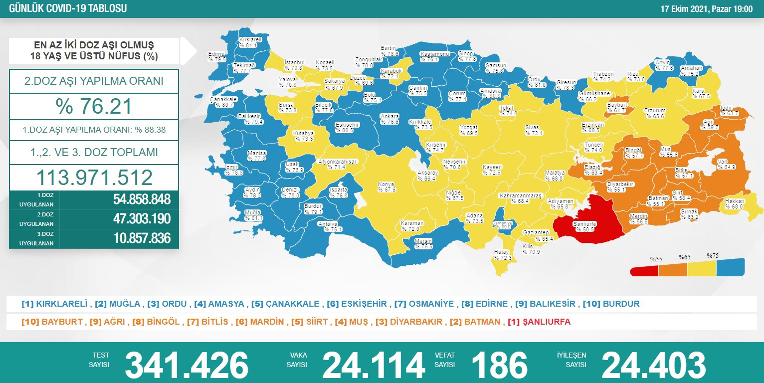 Türkiye'de koronavirüsten 186 kişi daha hayatını kaybetti! 24 bin 114 yeni vaka var - Resim : 1