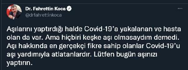 Fahrettin Koca'dan aşı çağrısı: Hiçbiri keşke olmasaydım demedi - Resim : 1