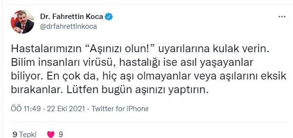 Fahrettin Koca'dan aşı çağrısı: Hiçbiri keşke olmasaydım demedi - Resim : 2