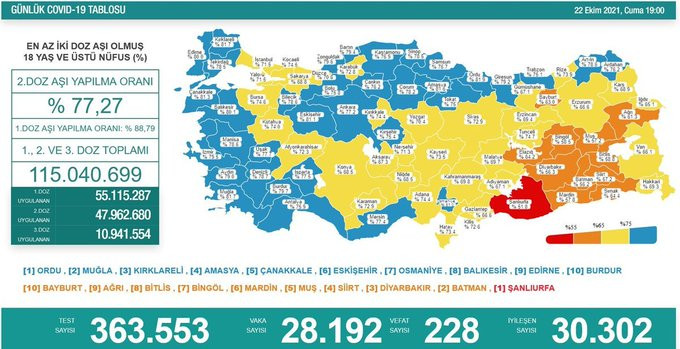 Türkiye'de koronavirüsten 228 kişi daha hayatını kaybetti! 28 bin 192 yeni vaka var - Resim : 1