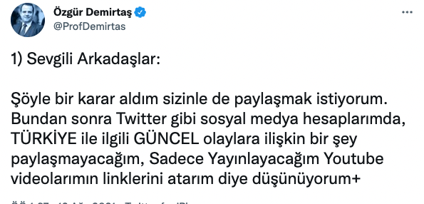 Fatih Altaylı, Özgür Demirtaş'a sosyal medyadan seslendi: 'Şimdi değilse ne zaman?' - Resim : 2