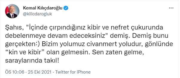 Erdoğan'ın açıklamalarına Kılıçdaroğlu'ndan yanıt: 'Sen zaten gelme, saraylarında takıl' - Resim : 1
