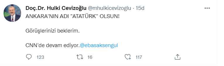 ABD'yi örnek verdi: Hulki Cevizoğlu'ndan 'Ankara'nın ismi Atatürk olsun' önerisi - Resim : 1