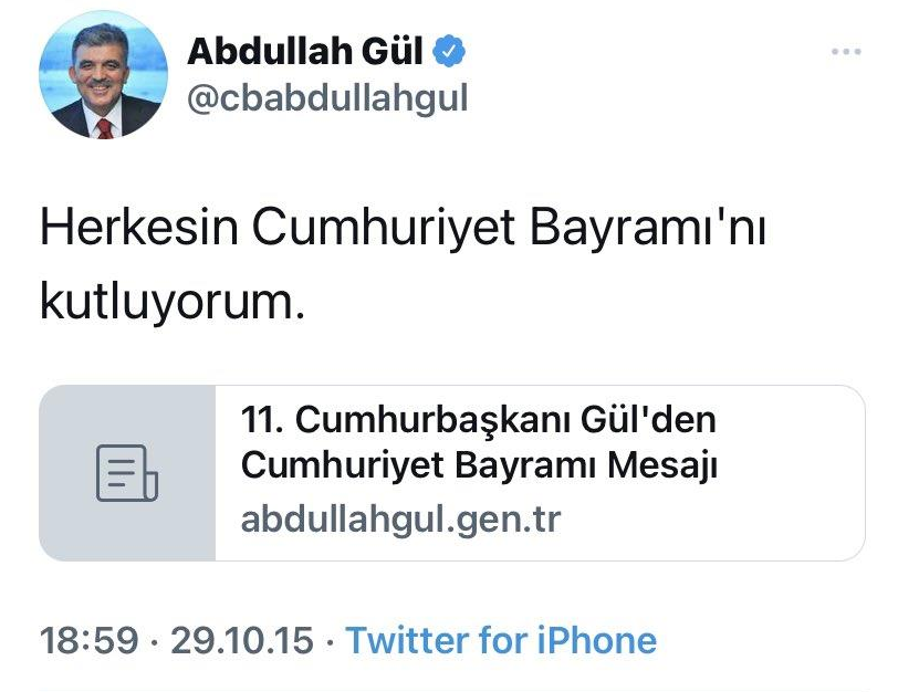 Abdullah Gül'ün 29 Ekim mesajı gündem oldu - Resim : 2