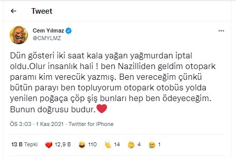 Cem Yılmaz'dan izleyicilere sitem: Yolda yenilen poğaça, çöp şiş, bunları hep ben ödeyeceğim... - Resim : 1