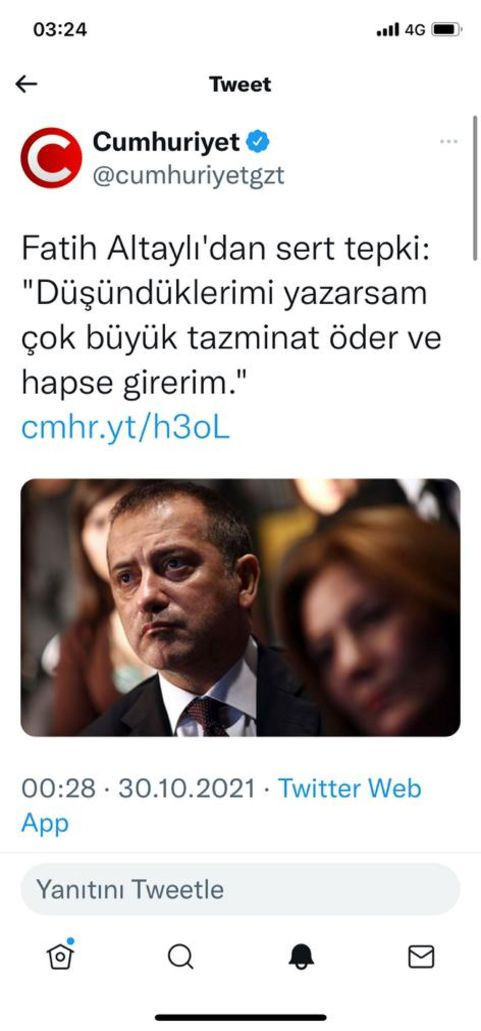 Fatih Altaylı'dan tweetini haberleştiren Cumhuriyet'e sert sözler - Resim : 2