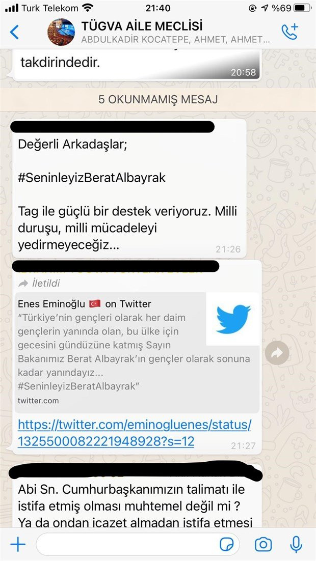 Berat Albayrak'ın istifası TÜGVA'nin Whatsapp grubunu böyle sallamış: İşte o gün konuşulanlar! - Resim : 2