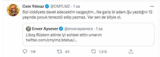 Cem Yılmaz ve Enver Aysever birbirine girdi, Aysever Twitter hesabını gizledi! - Resim : 3