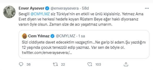 Cem Yılmaz ve Enver Aysever birbirine girdi, Aysever Twitter hesabını gizledi! - Resim : 4