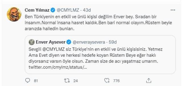 Cem Yılmaz ve Enver Aysever birbirine girdi, Aysever Twitter hesabını gizledi! - Resim : 5