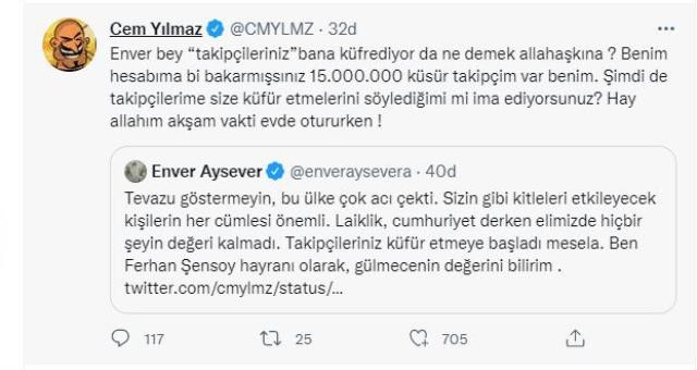 Cem Yılmaz ve Enver Aysever birbirine girdi, Aysever Twitter hesabını gizledi! - Resim : 6
