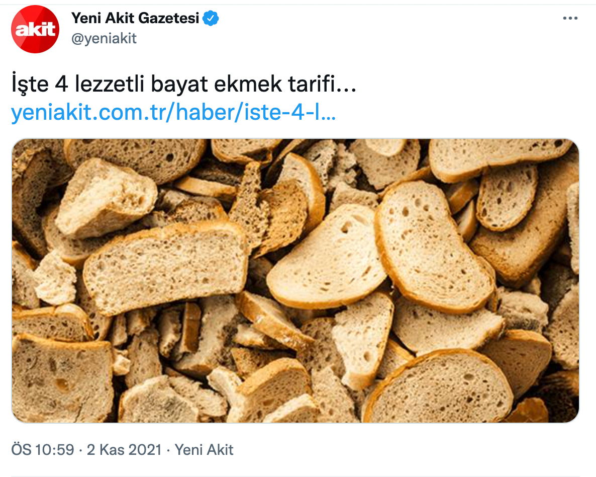 Zamlar gündemdeyken Akit'in yayınladığı haber: 'İşte 4 lezzetli bayat ekmek tarifi' - Resim : 1