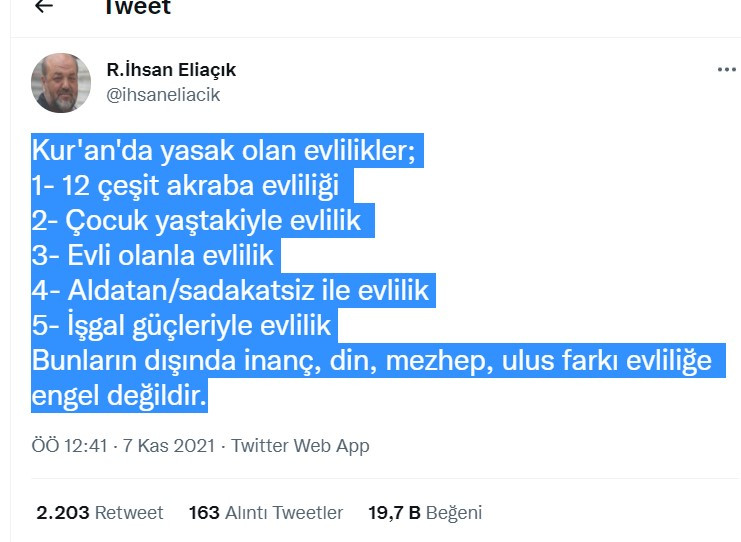 İlahiyatçı İhsan Eliaçık tam listeyi verdi: Kimlerle evlenilmez? - Resim : 1