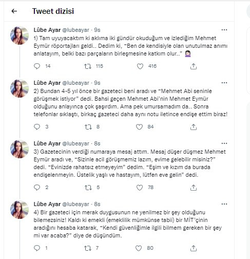 Gazeteci Lûbe Ayar, Mehmet Eymür ile arasında geçen diyaloğu açıkladı! 'Fatih Altaylı, Mikdat Alpay...' - Resim : 2