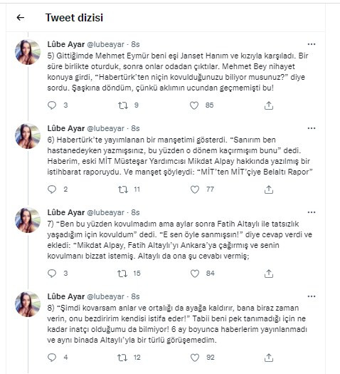 Gazeteci Lûbe Ayar, Mehmet Eymür ile arasında geçen diyaloğu açıkladı! 'Fatih Altaylı, Mikdat Alpay...' - Resim : 3