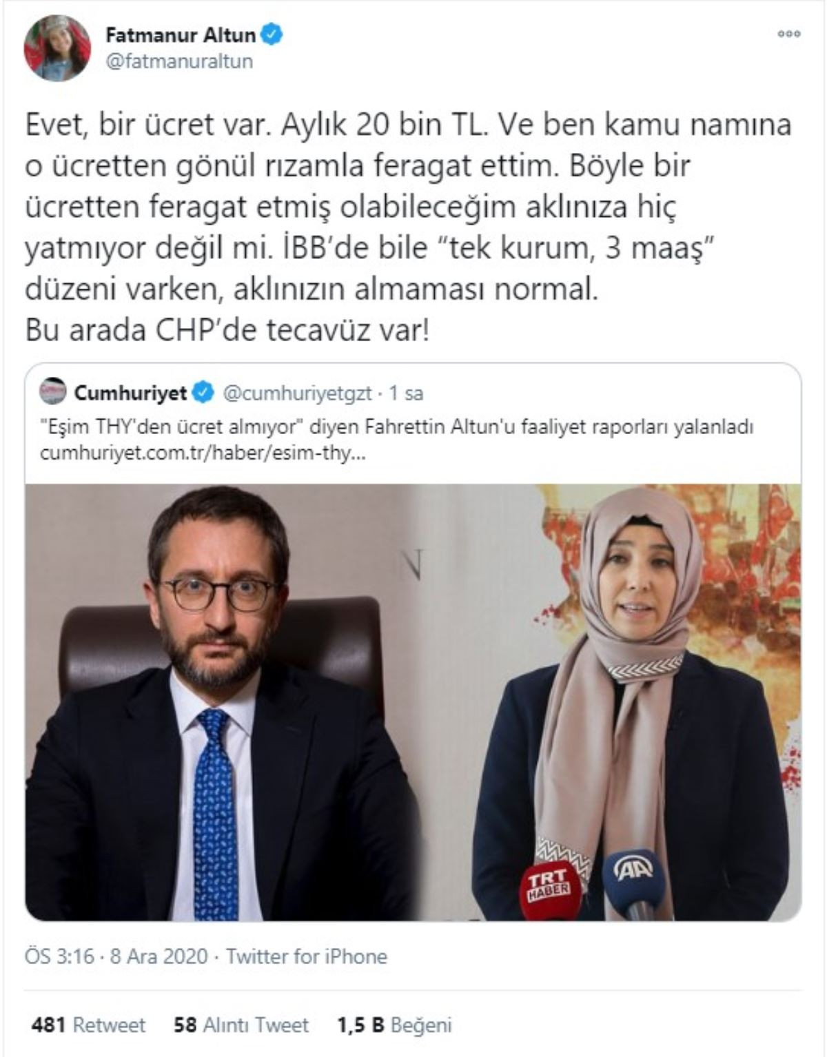 Fatmanur Altun 'maaştan feragat ettim' dedi, gerçek böyle ortaya çıktı! - Resim : 1