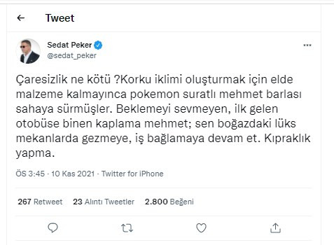 Sedat Peker: Pokemon suratlı Mehmet Barlas’ı sahaya sürmüşler - Resim : 1