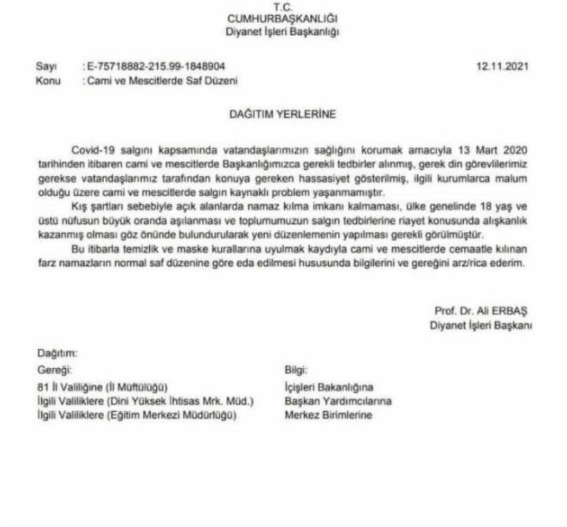 Diyanet için koronavirüs bitti! 81 ile gönderilen genelge şaşkınlık yarattı - Resim : 1