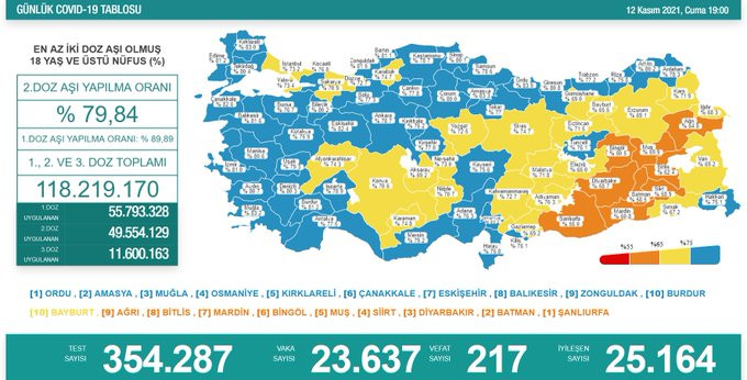 Türkiye'de koronavirüsten 217 kişi daha hayatını kaybetti! 23 bin 637 yeni vaka var - Resim : 1