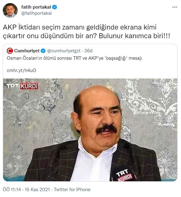 Fatih Portakal'dan Osman Öcalan göndermesi: 'Bulunur kanımca...' - Resim : 1