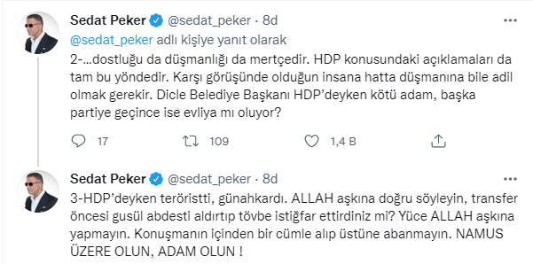 Sedat Peker'den Yılmaz Özdil'e destek! 'Osman Öcalan’ı televizyona çıkarıp oy isteyenler...' - Resim : 2