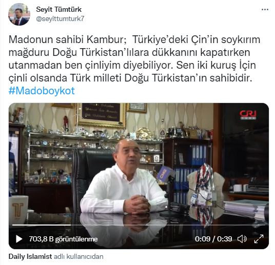 Mado'nun sahibine tepki yağdı: Ben bugün Çin'de doyuyorsam Çinliyim - Resim : 1