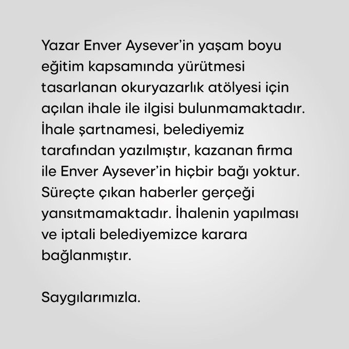 İzmir Büyükşehir Belediyesi'nden Enver Aysever açıklaması! 'İhale ile alakası yok' - Resim : 1