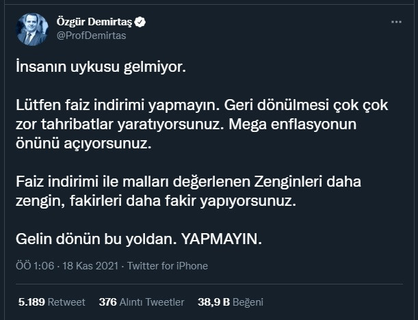 Özgür Demirtaş sosyal medyadan seslendi: 'Gelin dönün bu yoldan...' - Resim : 1