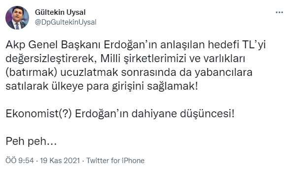 Gültekin Uysal'dan Erdoğan'a sert ekonomi eleştirisi: Anlaşılan hedefi bu... - Resim : 1