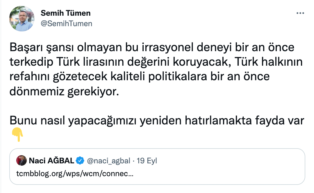 Erdoğan'ın görevden aldığı Merkez Bankası yöneticisinden 'irrasyonel deney' isyanı: Naci Ağbal'ın yazısını hatırlattı! - Resim : 1