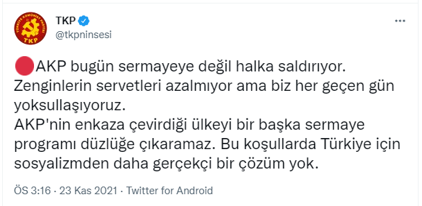 TKP: 'AKP bugün sermayeye değil halka saldırıyor' - Resim : 1