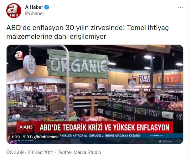 Böyle olur A Haber'in ekonomi haberi: 'ABD'de enflasyon 30 yılın zirvesinde! Temel ihtiyaç malzemelerine dahi erişilemiyor' - Resim : 1