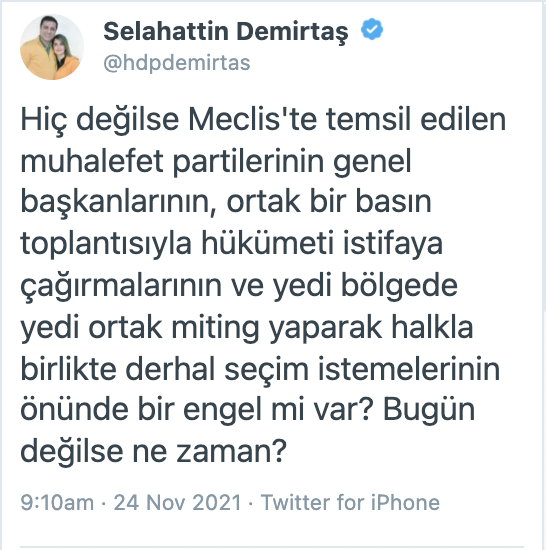 Demirtaş'tan muhalefet liderlerine ortak miting çağrısı: Önünüzde bir engel mi var, bugün değilse ne zaman? - Resim : 1