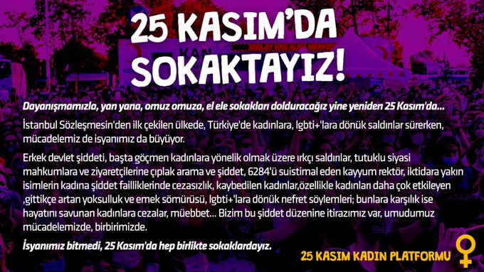 İl il 25 Kasım eylemleri: 'İsyanımız bitmedi, 25 Kasım'da hep birlikte sokaktayız' - Resim : 1