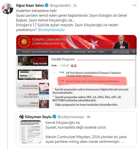 CHP'den Süleyman Soylu'ya bir yanıt daha: Erdoğan'a açılan meydan, Kılıçdaroğlu'na neden yasaklanıyor? - Resim : 3