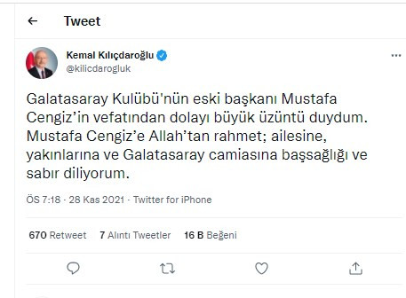 Kılıçdaroğlu'ndan Mustafa Cengiz için başsağlığı mesajı - Resim : 1